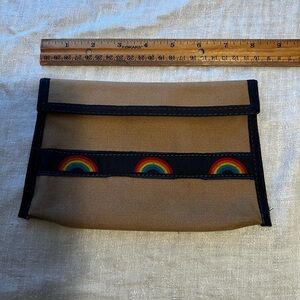 Vintage rainbow bag from Commercial sewing, Inc. Tan with rainbow. Velcro.